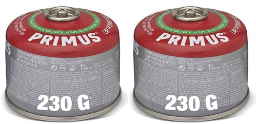 Primus Camping Gas Canister 2-Pack SIP 230g Camping Stove - Standard Threaded Propane & Butane Canisters for Outdoor Cooking - EN417 Gas Cartridge
