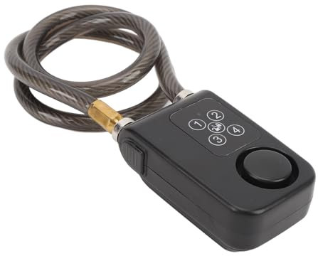 Lucchetto per Bici con Allarme, Lucchetto a Catena Antifurto con Password e Lunghezza Cavo da 31,5 Pollici, Antifurto Wireless con Allarme Oltre 110 DB (BLACK)