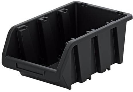 B2C Storage Bins Plastic Order Picking Parts Boxes Lid Scooped Front Stackable Wall Garage Workshop Tool Container (Without lid, M - 195x120x90mm)