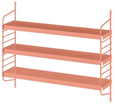 skølm Mimir Wandregal Metall Terrakotta – Schweberegal mit 3 verstellbaren Regalböden – Modulares String Regal Wand – Hängeregal schmal für Wohnzimmer/Küche/Badezimmer – Wall Shelf