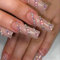 24pcs Long Press on Nails Square False Nails Nude Fake Nails Rhinestone Stick on Nails Removable Glue-on Acrylic Nail Tips Spring Summer Accessories for Women