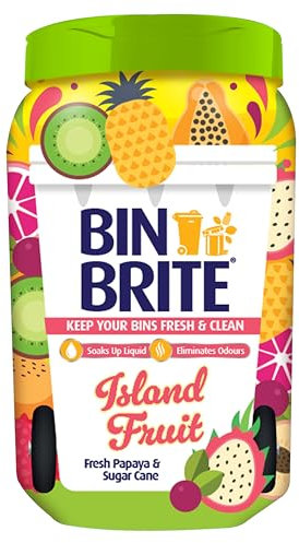 Bin Brite Bin Odour Neutraliser | Keeps Your Bins Fresh & Clean - Soaks Up Liquid, Eliminates Odours (Island Fruit - 500g)