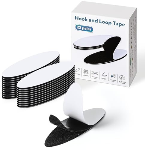 Euqvunn 22 Paia di Feltro Adesivo Forte Biadesivo, Nessun Sollevamento ai Bordi Strappo Adesivo, Autoadesivo Nastro a Strappo Nero, Nastro in Nylon Riutilizzabile per Fai-da-te e Uso Domestico