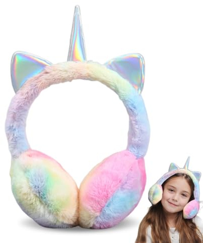 LGWJHCY Cache-oreilles d'hiver en forme de licorne pour filles, cache-oreilles en peluche mignon, pliable, chaud pour l'extérieur, accessoires d'hiver froids