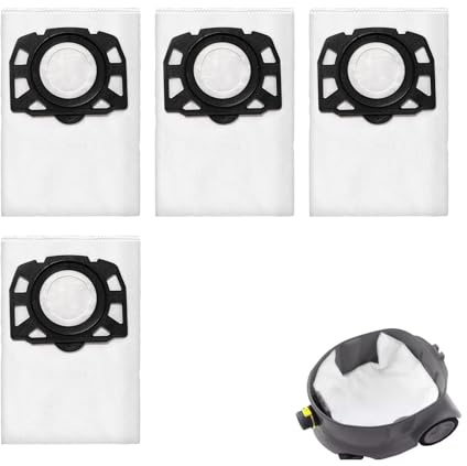 Lot de 4 sacs d'aspirateur compatibles avec Karcher WD3, WD 2 Plus, WD 3, KWD 1, KWD 2, KWD 3, MV 3, SE 4001, SE 4002, WD 3 Batterie, modèles WD 3.200 à WD 3.800 M - Meilleure filtration pour une