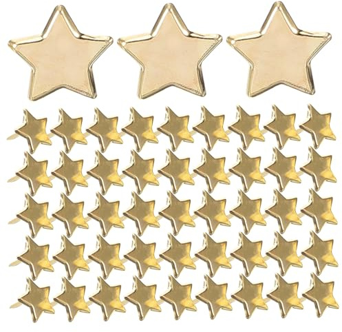 ARTSEWPLY 50 Stück Goldene Stern Brads Metall Kleiner Scrapbooking Klammern mit Glatten Enden Bastelbefestigungen für Selbstgemacht Papier Fotoalben Grußkarten