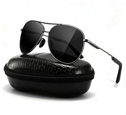 DXRPO Sonnenbrille Herren Polarisiert | Unisex Polarisierte Outdoor Vintage Metall Rahmen Fliegerbrille UV400