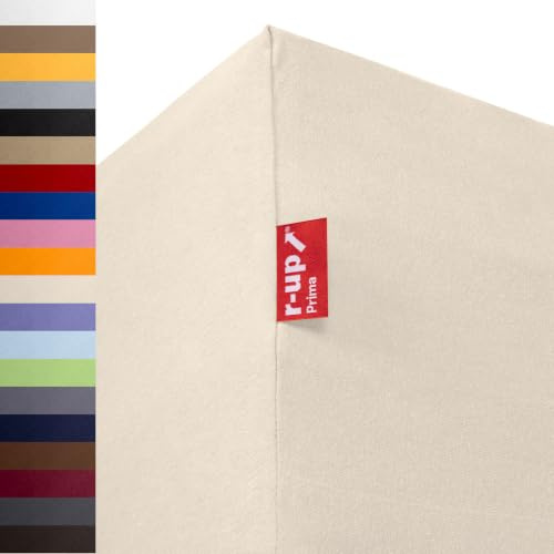 r-up Prima Spannbettlaken 90x200-100x220 Natur | 97% Baumwolle / 3% Elasthan, 160g/m² Tuchgewicht, bis 35cm Höhe, viele Farben, OEKO-TEX, stressfrei auch für hohe Matratzen