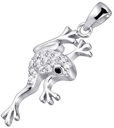 MATERIA Zirkonia Anhänger Frosch Silber 925 Kettenanhänger Damen Mädchen KA-125-Ohne Kette