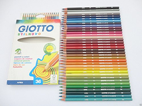 Giotto Stilnovo - Juego de 36 lápices de colores para colorear – Arte escolar para estudiantes