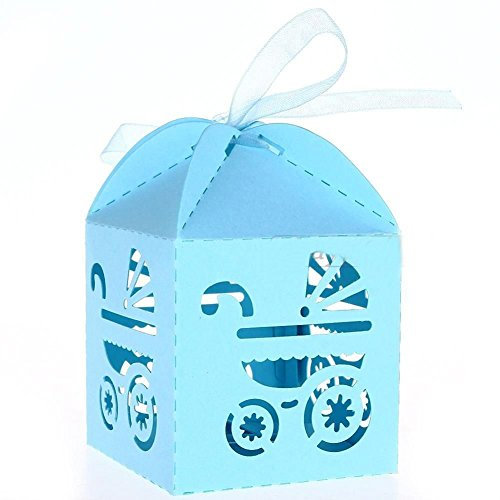 Musuntas 50Tlg.Vogelkäfig-Entwurf Hochzeit Taufe Gastgeschenk Geschenkbox Kartonage Schachtel Tischdeko Bonboniere Box Hochzeit Dekoration Baby Shower Bonboniere Box(Baby blau)