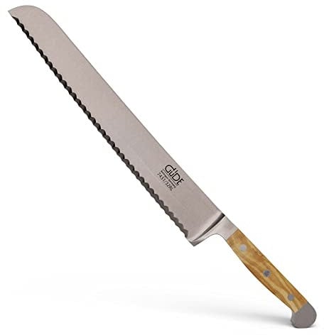 GÜDE Solingen - Brotmesser Links und Rechtshänder geschmiedet, 32 cm, Olivenholz, ALPHA OLIVE, Doppelkropf, Handmade Germany