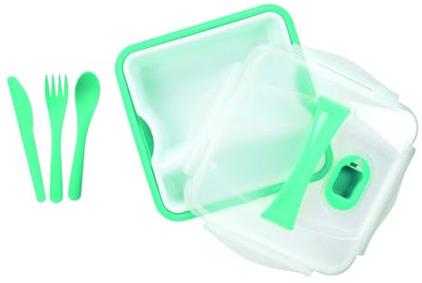 COOK CONCEPT Take Away - KA1444 - Boite Repas Tupperware Lunch Box Compartiment Plastique Portable Couvert Coloree Lave Vaisselle - Coloris Aléatoire !