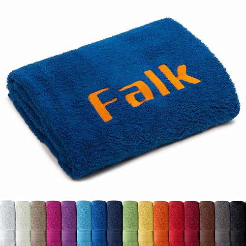 AR Line Besticken Sie Handtuch mit Namen oder mit Wunschtext Bestickt, Duschtuch (70x140cm) in Royal