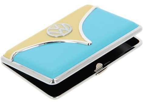 BRISA VW Collection - Volkswagen Visitenkartenetui-Box-Mappe mit edler T1 Bus Front 10,8 cm (Creme & Blau/Unisex)