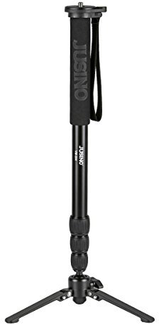 JUSINO Aluminium-Monopod mit abnehmbarem Fuß/Tischstativ Schnelldrehverschlüsse bis 164cm Höhe 10kg Belastbar VM-284