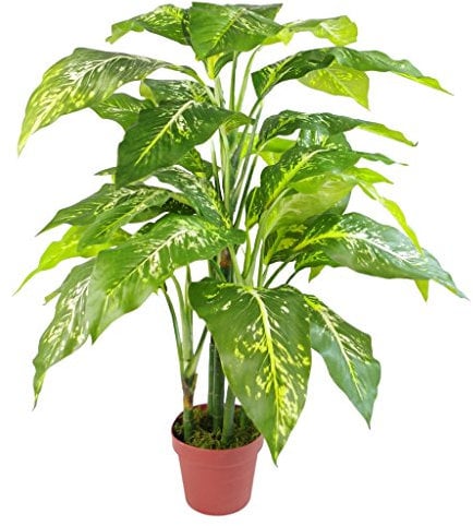 Leaf Kunstpflanze mit Blättern, einfarbig, Kunststoff