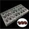 Kunststoff-Pralinengussform mit 24 mondförmigen Gusslöchern, aus Polycarbonat, rechteckig, transparent, Schockoladeform, Dessertform, Backform, 14,5 x 28 x 2,5 cm