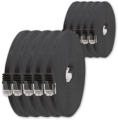 0,25m - Schwarz - 10 Stück - Cat.6 Flaches Netzwerkkabel Cat6 Flachkabel Ultra Flach Cat.6 Patchkabel 1000 Mbit/s Gigabit LAN (RJ45) Flach Slim Micro