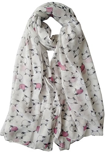 GlamLondon Schal mit Schafherd-Druck, für Damen, wollig, Tiermotiv, Schal, weiß, 42
