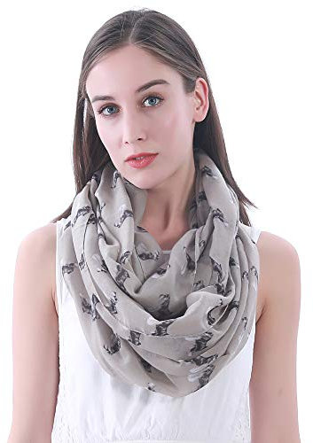 Lina & Lily Damen Loop Schal Schlauchschal Miniature Schnauzer Zwergschnauzer Hund (Khaki)