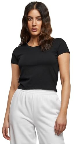 Urban Classics Damen Ladies Stretch Jersey Cropped Tee T-Shirt,, per pack Schwarz (black 00007), X-Small (Herstellergröße: XS)
