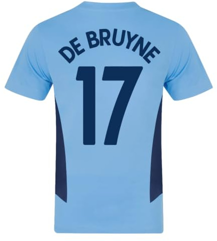 MANCHESTER CITY FC Mens De Bruyne 17 Poly T-Shirt Sky Blue XXL