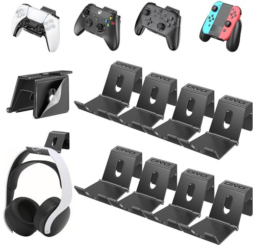 Controller/Headset Halterung, Faltbar Kopfhörer Halter Wand, Universal Kopfhörer Haken für Over Ear Kopfhörer, Lagerung Kopfhörer/Controller Ständer für Gaming-Zubehör- 8 Stück