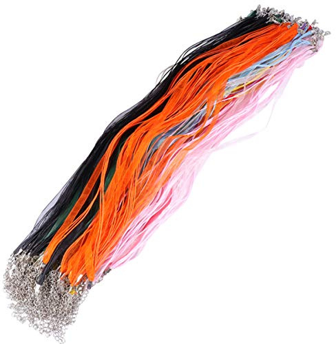 100 Stücke Organza-Bänder Organza-Schnüre Organza Kette mit Karabinerverschluss Organzaband für Halskette Halsband Armband Basteln Schmuckherstellung 46cm (Misch Farbe)