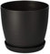 KADAX Blumentopf, Pflanzkübel mit Untersetzer, runder Blumenkübel aus Kunststoff, Matte Topf für Kakteen, Farne, glänzender Übertopf für Balkon, Wohnung und Terrasse (⌀ 16cm, Anthrazit)