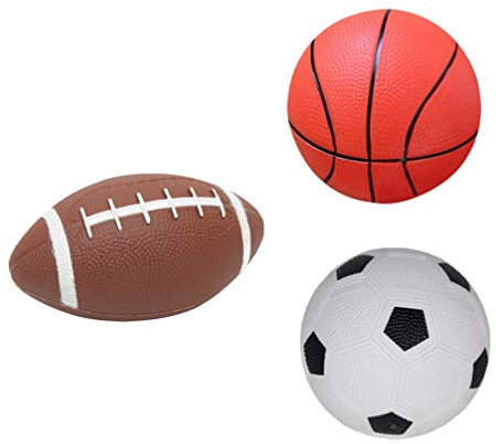 BESPORTBLE 3 Stücke Aufblasbare Ball Spielball Basketball Fußball Rugby Wurfball Klein Wasserball Kinder Sportball Beachball PVC Strand Ball Sommer Strand Sport Spaß Party Mitgebsek Fussball