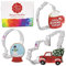 Ann Clark Cookie Cutters Winterspaß-Set mit Rezeptheft, Schneekugel, LKW mit Baum und Kaffeetasse, 3-teiliges Set
