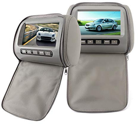 Yosoo 2 pezzi 7 in HD poggiatesta auto LCD Video Player con chiusura lampo Copertura telecomando MP5 Display Grigio per Auto Lettore poggiatesta Auto Lettore DVD Auto Monitor poggiatesta Auto Monitor