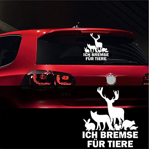 myrockshirt Ich Bremse für Tiere 30 cm wild REH Fuchs Hase Aufkleber Autoaufkleber Sticker Decal JDM Tuning