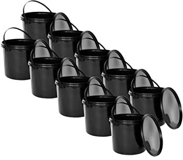 Nipter Kunststoffeimer lebensmittelecht mit Deckel, schwarz, Eimer mit Deckel 5L x 20 Stück
