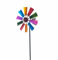 WYSRJ 29-Inch Rainbow Metal Windmill Wind Spinner Stake for Garden Lawn Decoration - Outdoor Wind Sculpture With Flower Design
