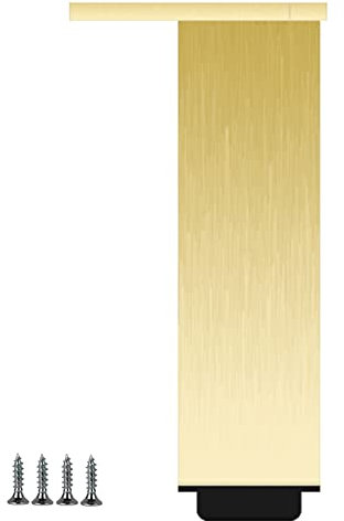 LOVEM Pieds d'armoire reglables, Pieds de Meubles Doré, Aluminum | Finition en Anodisé Pieds Meuble Cuisine Or Pieds pour Meuble de Salle de Bain Pieds de Placard Carrée, 40 x 40 mm, 4 pièces (30cm)
