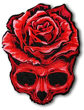 BPA Schädel Rose Aufnäher, Patches zum Aufbügeln, Bügel Flicken