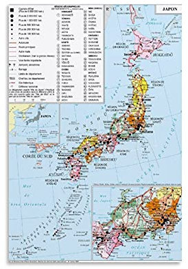 Geopolitische Karte von Japan, Leinwand-Kunst-Poster und Wandkunstdruck, moderne Familie, Schlafzimmer, Dekoration, Poster 30 x 45 cm
