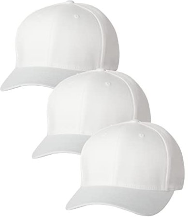 Flexfit Herren Athletic Baseball Fitted Cap, Weiß (3 Stück), L/XL