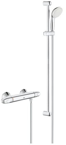 GROHE Thermostat-Brausebatterie Grohtherm 1000 34824_4, Wandmontage, mit Brausestangenset 900mm, eigensicher, Professional Edition, chrom