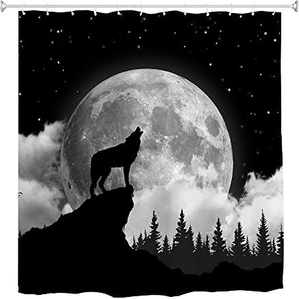 goodbath Cortina de ducha, impermeable, antimoho, tela para ducha, cuarto de baño, color negro y blanco