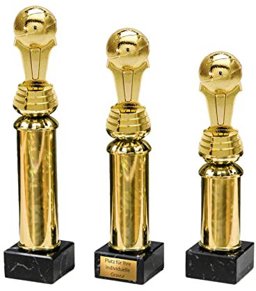 eberin · Pokal mit Gravur · Basketball Cup · Basketball Trophäe · Basketball auf Goldsäule/Marmor schwarz · Auszeichnung · Pokal in 3 Größen erhältlich · (23,6 cm)