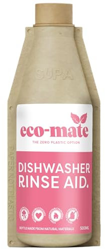 Eco-Mate - Fragrance Free Dishwasher Rinse Aid - 500ml (Pack of 1) - Eco Friendly - 100% Plant-Based Rinse Aid For Dishwasher - Natural Formula For Super Clean Results - Perfume Free