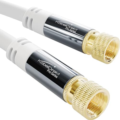 KabelDirekt – Cable SAT, cable coaxial de internet, cable de satélite – 15 m Blanco – Cable de televisión con conector F resistente a roturas y protección múltiple (radio, DVB-T2, DVB-C, DVB-S2)