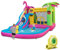 GYMAX Kids Bouncy Castle with 680W Blower, 4.5×3×2.6m Flamingo Theme Water Park with Slide, Splash Pool, Water Cannon, Climbing Wall & Basketball Hoop, Children Inflatable House for 3-10 Years Old