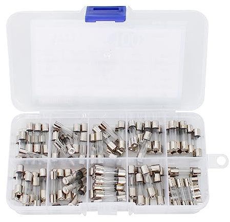 Assorties Kit de 100 Pcs Fusible Verre, 5x20mm Cartouche en Verre Fuse, Fast-Blow Fusibles en Verre 10 Valeurs 250 V 0,2 A 0,5 A 1 A 2 A 3 A 5 A 6 A 8 A 10 A 15 A Fusibles Tubulaires Mini Fusible