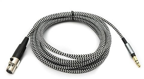 System-S Cavo audio 3 m 3,5 mm jack maschio a mini XLR femmina intrecciato in bianco