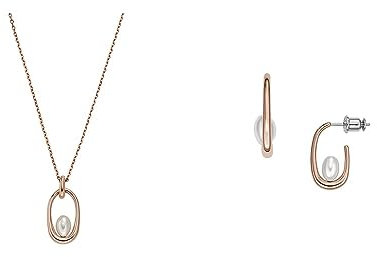 Skagen Damen Anhänger Halskette Agnethe und Ohrringe Muschel Perle