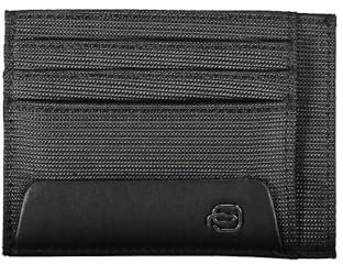 PIQUADRO Macbeth Porta carte di credito in pelle e tessuto ad uno scompartoe schermatura RFID